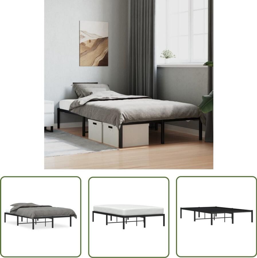 VidaXL Bed Frame 120x200 Metalen Bed Frame Bedframe metaal zwart 120x200 cm Zwart Bed Frame Staal Bed Frame Slaapkamers Decoratie