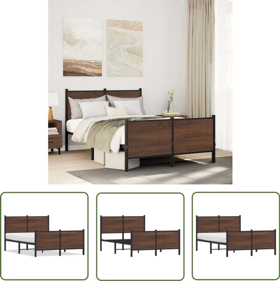 VidaXL Bed Frame 120x200 Metalen Bed Frame Bedframe zonder matras metaal bruin eikenkleurig 120x200 cm Houten Bed Frame Bruine Bed Frame Staal Bed Frame