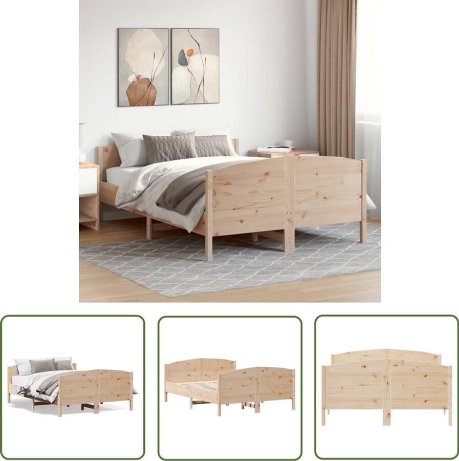 VidaXL Bedframe zonder matras massief grenenhout 140x190 cm Massief Grenen Bed Frame Bed Frame 140x190 Houten Bed Frame Enkel Bed Tweepersoons Bed