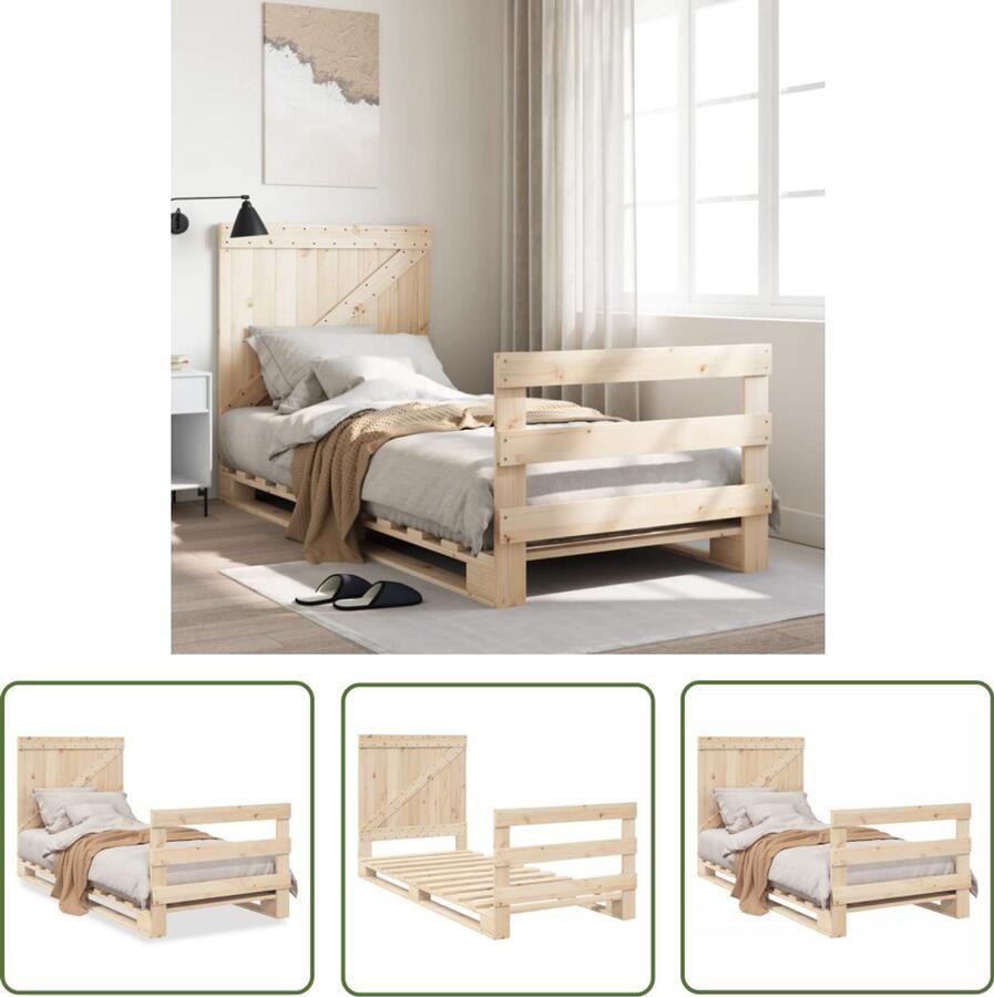 VidaXL Bed Frame 90x200 Massief Grenenhout Bed Frame Bedframe met hoofdbord massief grenenhout 90x200 cm Bruine Bed Frame Vintage Bed Frame Landelijk Bed Frame