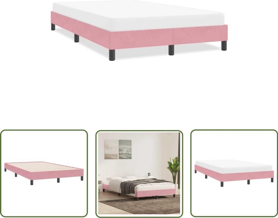 VidaXL Bedframe zonder matras 120x220 cm fluweel roze Bed Frame Bed Tweepersoonsbed Roze Bed Fluweel Bed