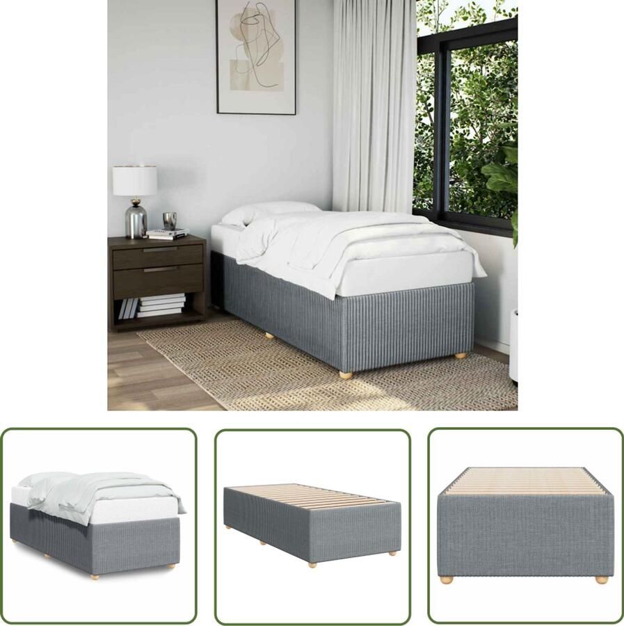 VidaXL Bedframe zonder matras 90x200 cm stof lichtgrijs Bed Frame Bed Slaap Kamer Hoofdbord Boxspring