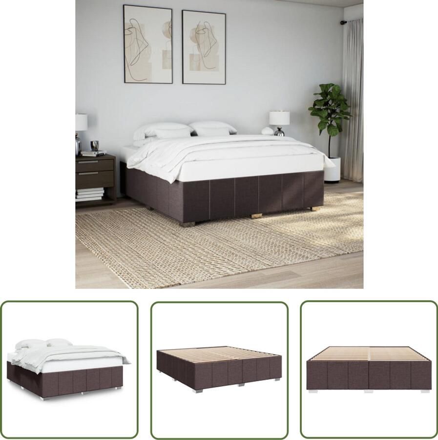 VidaXL Bedframe zonder matras stof donkerbruin 180x200 cm Bed Frame Bed Slaapkamers Donkere Kleuren Houten Bed