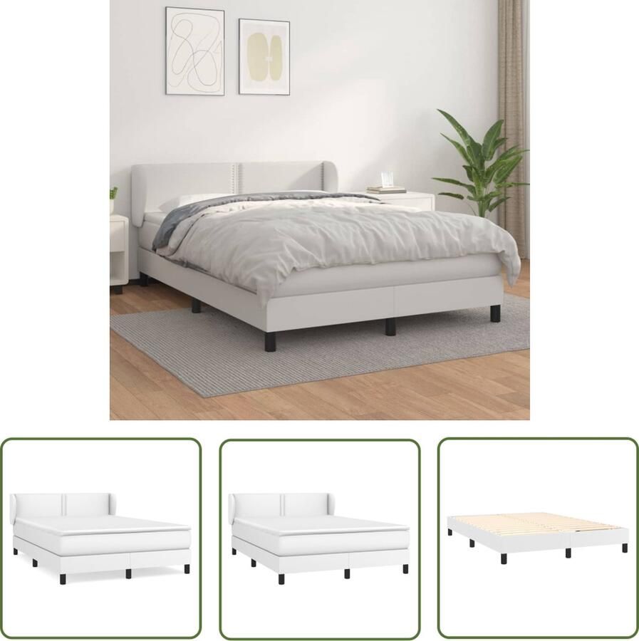 The Living Store Boxspringbed Kunstleer Pocketvering 140 x 200 cm Boxspring Bed Frame Boxsprings Tweepersoonsbed Lederlook