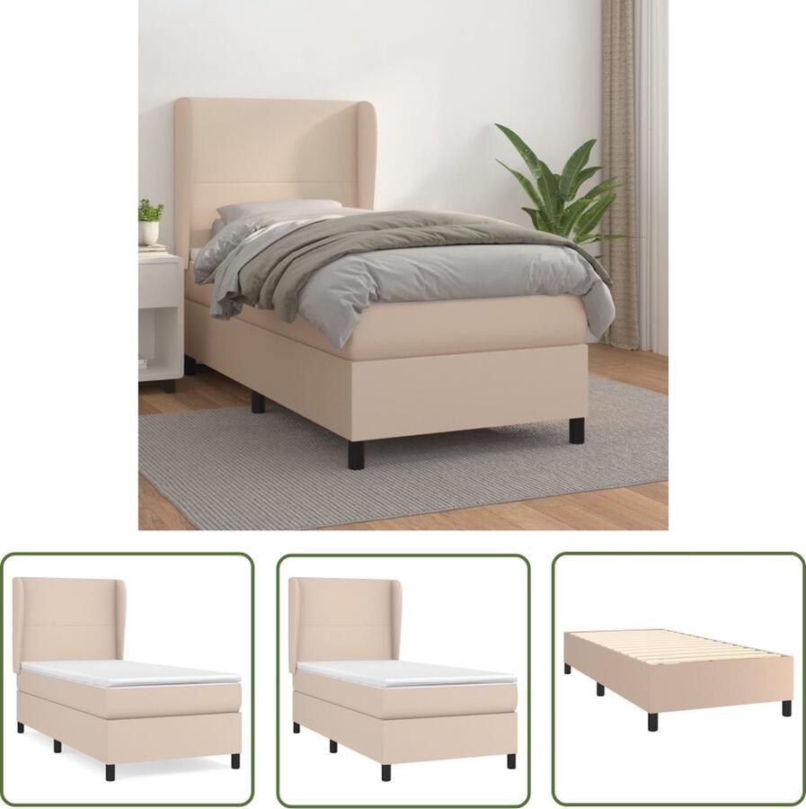 The Living Store Boxspringbed Cappuccino Kunstleren Bed met Verstelbaar Hoofdbord 80x200 cm Pocketvering Matras Huidvriendelijk Topmatras Boxspringbed Kunstleder Bed Verstelbare Hoofdbord Pocketvering Matras Bruine Bed