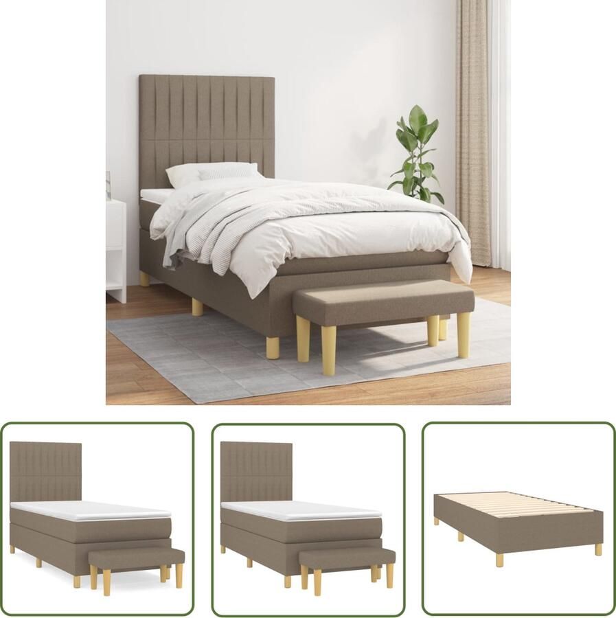 The Living Store Boxspringbed Bed 203 x 100 x 118 128 cm Duurzaam materiaal Boxspringbed Bed Frame Boxspring Slaapkamer Meubels Tweepersoonsbed
