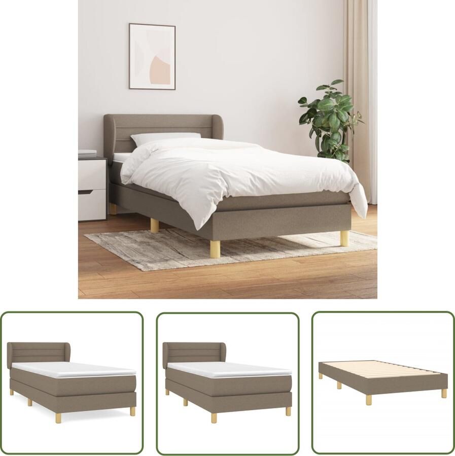 The Living Store Bed Frame Boxspringbed 193x93x78 88 cm Taupe Boxspringbed Bed Frame Tweepersoonsbed Taupecolor Houten Bed