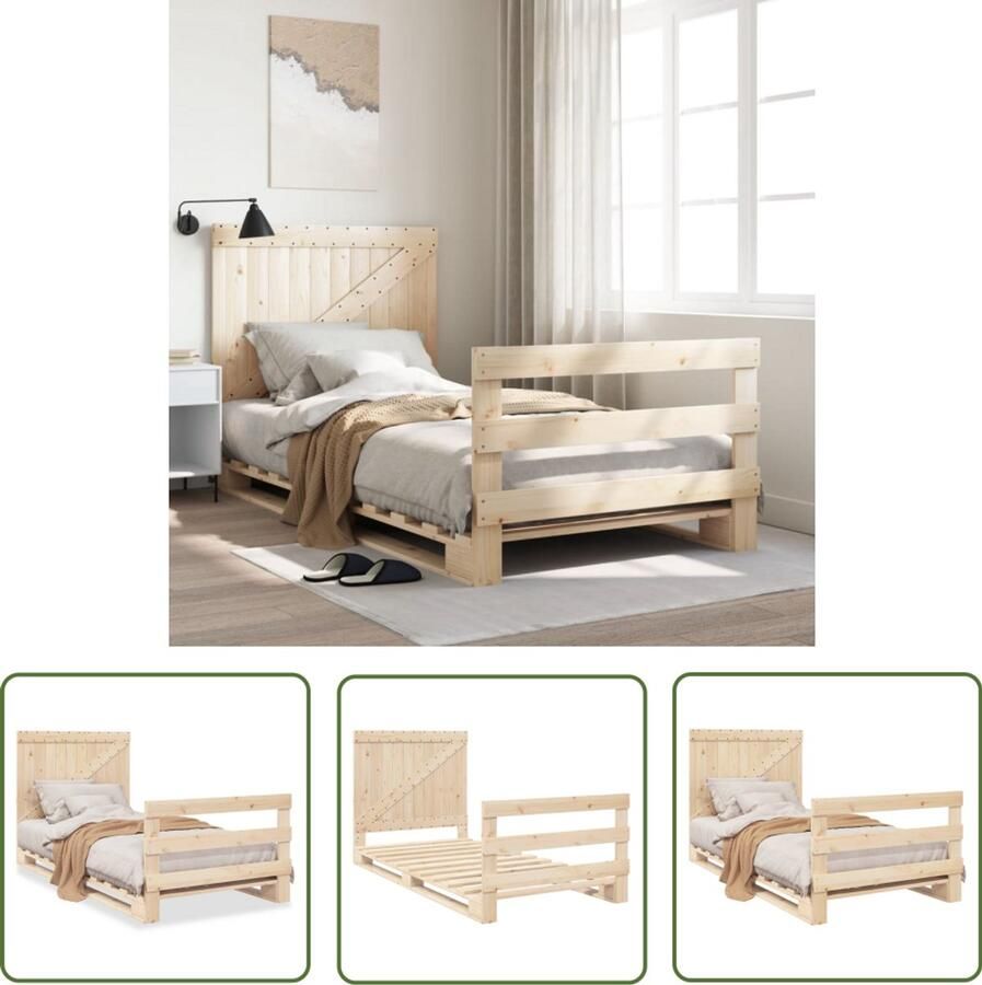 VidaXL Bedframe met hoofdbord massief grenenhout 100x200 cm Massief Grenenhout Bed Frame Bed Frame Bruin King Size Bed Frame Tweepersoons Bed Frame Bed Frame 100x200