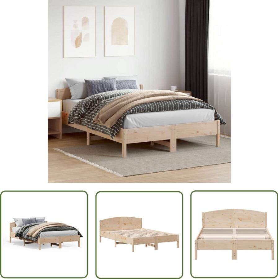 VidaXL Bedframe zonder matras massief grenenhout 150x200 cm Massief Grenenhouten Bedframe Bed Frame Houten Bed Bruine Bed Tweepersoonsbed