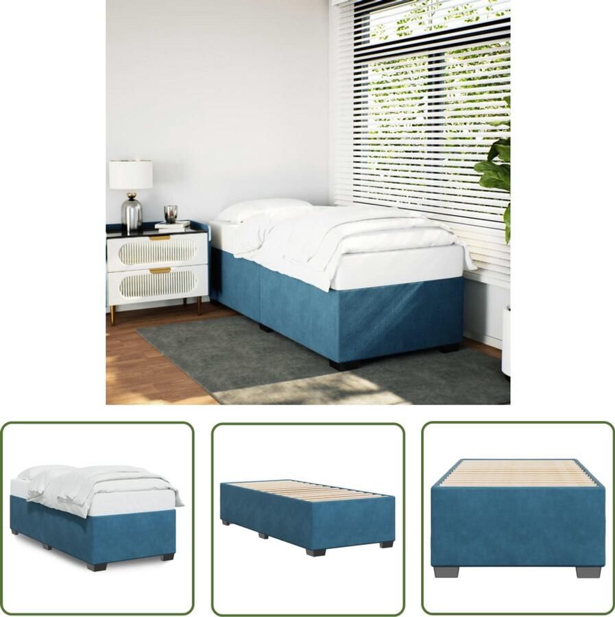 VidaXL Bed Frame Slaapcomfort Bedframe fluweel blauw 90x200 cm Tweepersoonsbed Blauwe Kamer Fluweel Bed