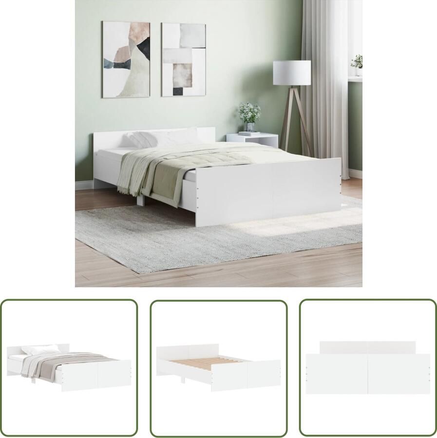 The Living Store Bedframe Functioneel Bedframes Afmetingen- 193 x 123 x 50 cm Kleur- Wit Slaapcomfort Bed Frame Houten Bed Tweepersoonsbed Witte Bed