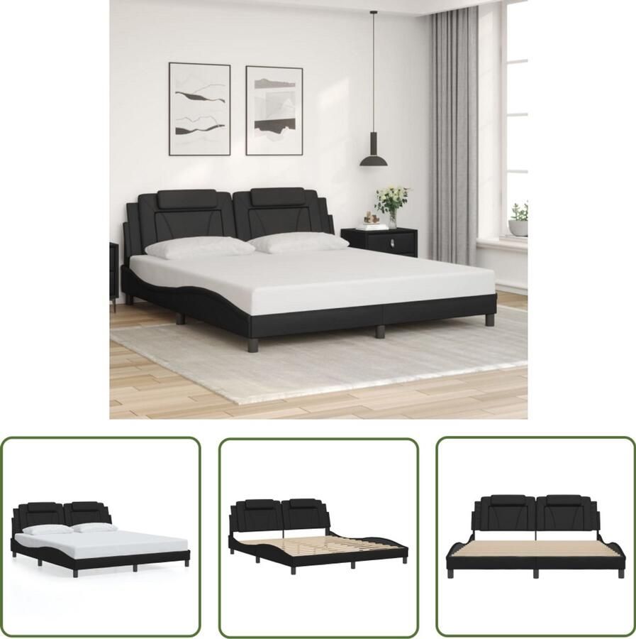 VidaXL Bed Frame Slaapcomfort Bedframe Viana zonder matras kunstleer zwart 180x200 cm Boxspring Hoofdbord Design Bed