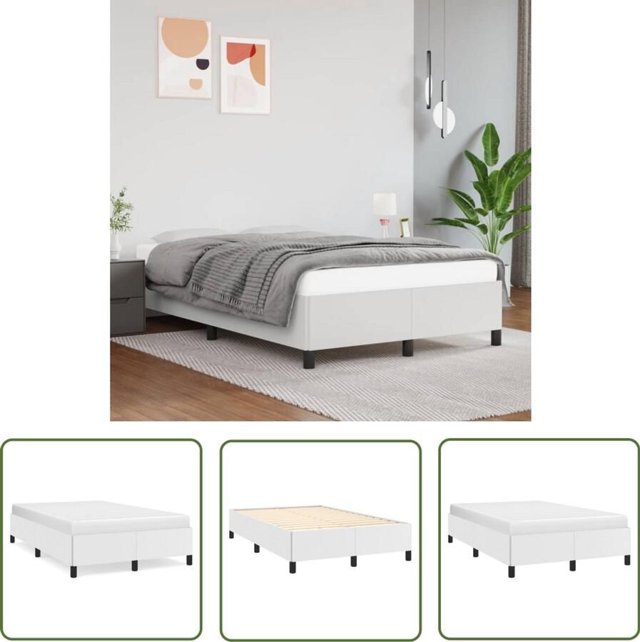 VidaXL Bed Frame Slaapcomfort Bedframe zonder matras 120x190 cm kunstleer wit Boxspring Hoofdbord Design Bed