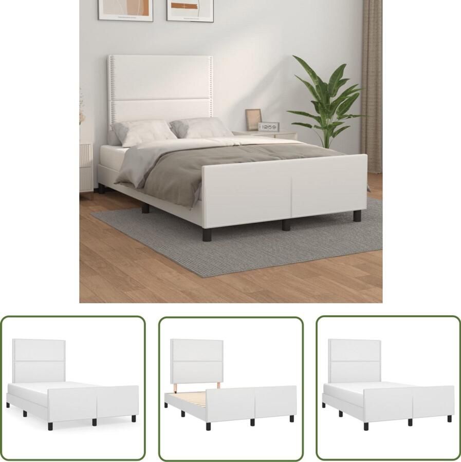 VidaXL Bed Frame Slaapcomfort Bedframe zonder matras 120x190 cm kunstleer wit Boxspring Kunstleder Bed Modern Bed