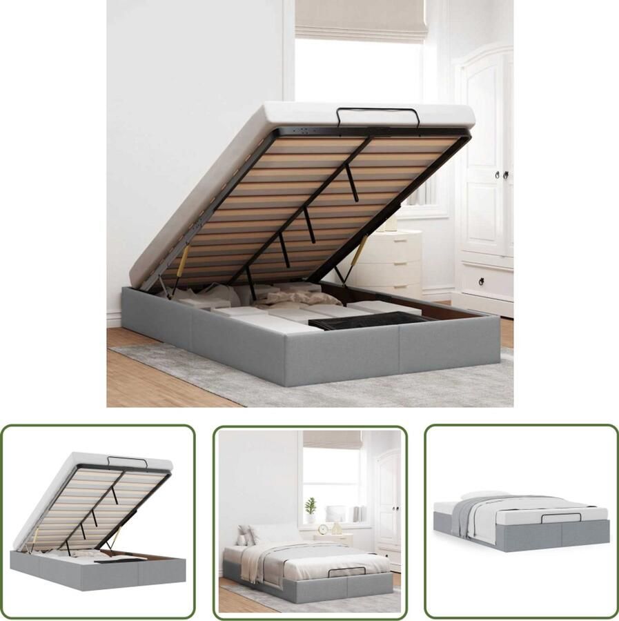 VidaXL Bed Frame Slaapcomfort Bedframe zonder matras 120x190 cm stof lichtgrijs Hoofdbord Boxspring Alternatief Opbergruimte