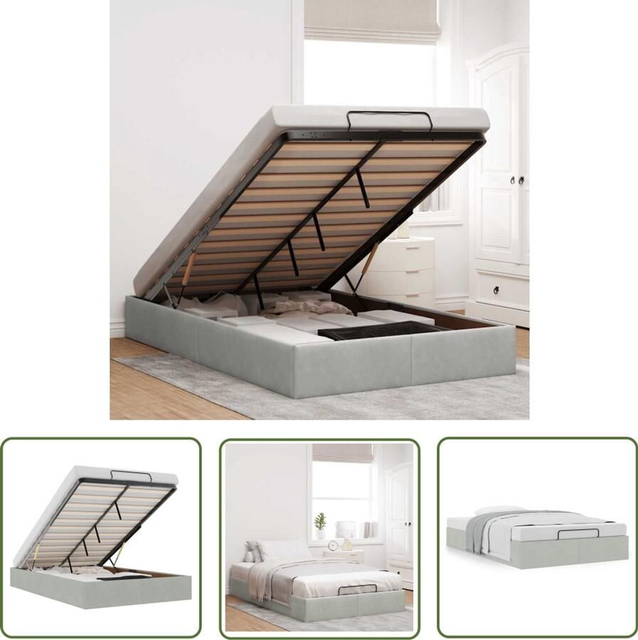VidaXL Bed Frame Slaapcomfort Bedframe zonder matras 120x200 cm fluweel lichtgrijs Hoofdbord Tweepersoonsbed Boxspring Alternatief