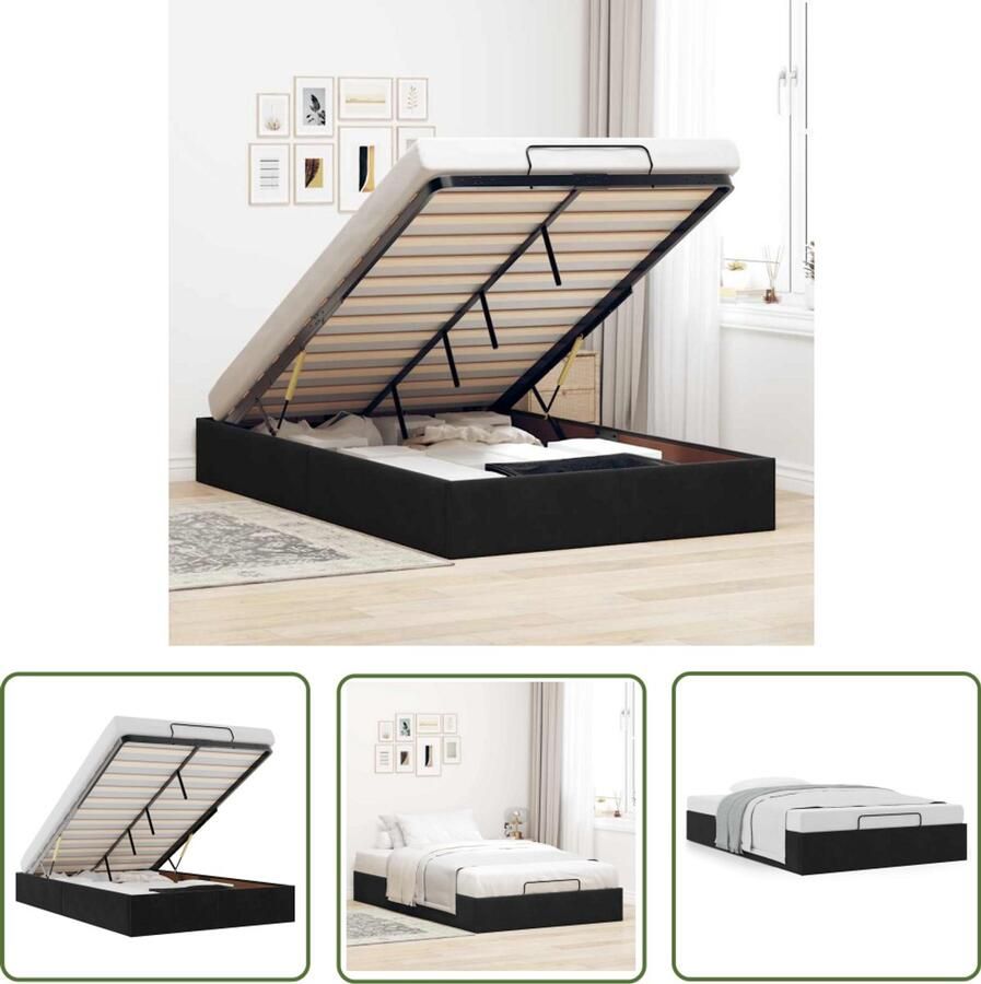 VidaXL Bed Frame Slaapcomfort Bedframe zonder matras 120x200 cm fluweel zwart Hoofdbord Tweepersoonsbed Design Bed