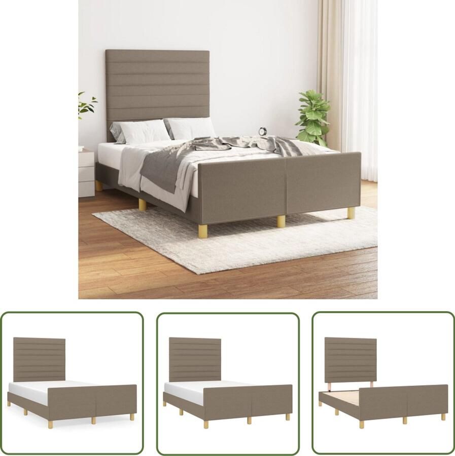The Living Store Bedframe zonder matras 120x200 cm stof taupe Slaapcomfort Bed Frame Boxspring Tweepersoonsbed Houten Bed