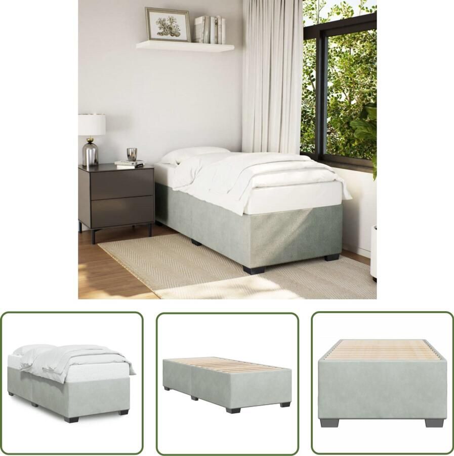 VidaXL Bedframe zonder matras 80x200 cm fluweel lichtgrijs Slaapcomfort Bed Frame Boxspring Tweepersoonsbed Fluweel Bed