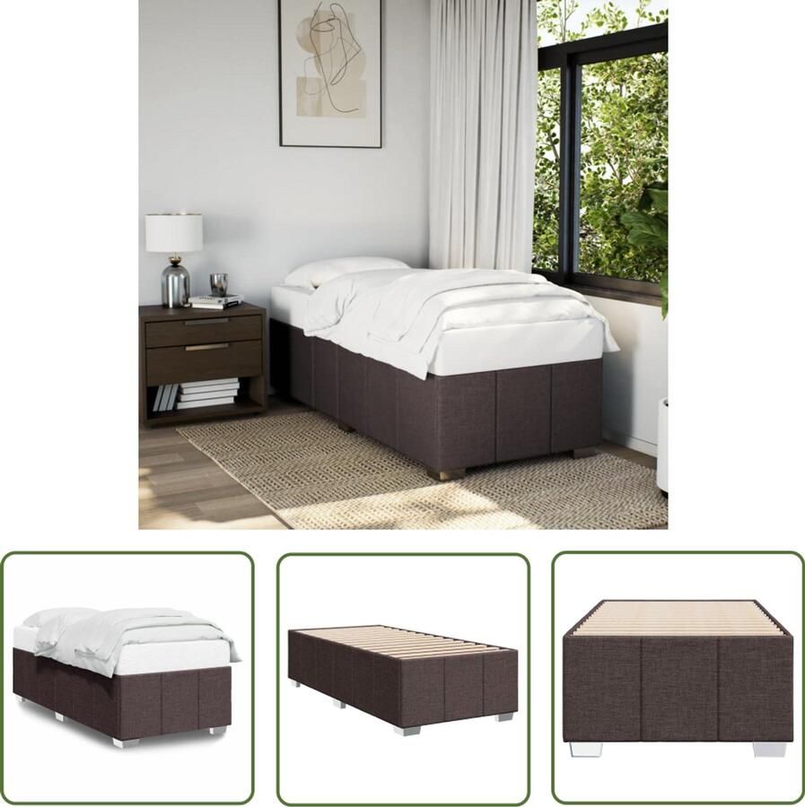 The Living Store Bedframe zonder matras 90x200 cm stof donkerbruin Slaapcomfort Bed Frame Tweepersoonsbed Houten Bed Donkere Meubels