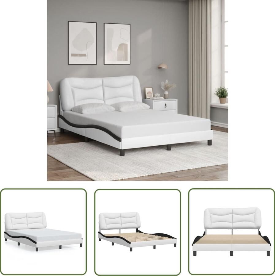 The Living Store Bedframe Luxe Trendy Multiplex Lattenbodem 140 x 200 Duurzaam Kunstleer Slaapcomfort Bed Frame Boxspring Tweepersoonsbed King Size Bed
