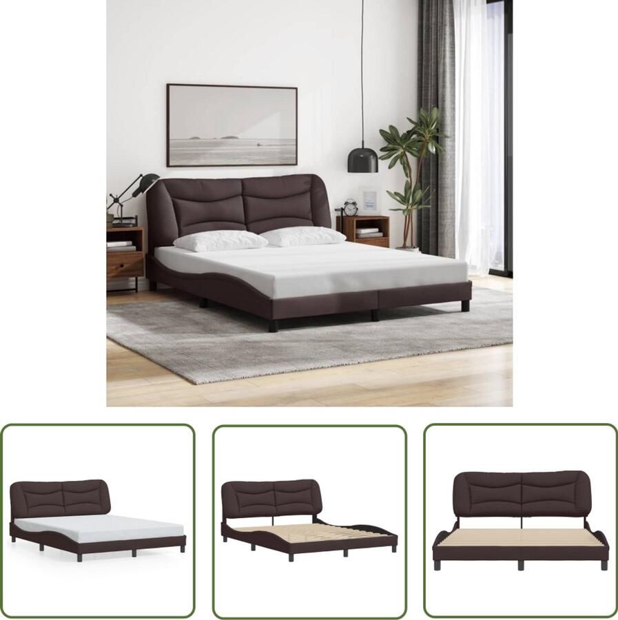VidaXL Bed Frame Slaapcomfort Bedframe zonder matras Hvar stof donkerbruin 160x200 cm Boxspring Tweepersoonsbed Donkere Kleuren