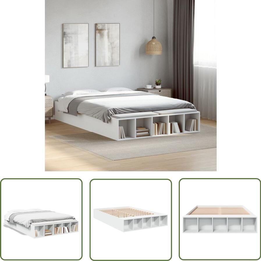VidaXL Bed Frame Slaapkamers Bedframe bewerkt hout wit 135x190 cm Houten Bed Wit Bed Modern Bed