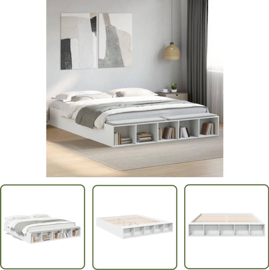 VidaXL Bedframe bewerkt hout wit 180x200 cm Slaapkamers Bed Frame Houten Bed Wit Bed Tweepersoonsbed