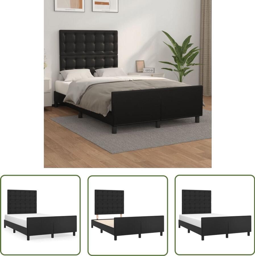 VidaXL Bedframe zonder matras 120x190 cm kunstleer zwart Slaapkamers Bed Frame Boxspring Tweepersoonsbed Zwarte Bedbank