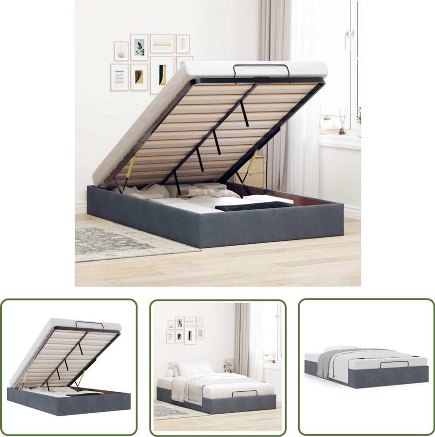 VidaXL Bed Frame Slaapkamers Bedframe zonder matras 120x200 cm fluweel donkergrijs Fluweel Bed Donker Grijs Bed Boxspring Alternatief
