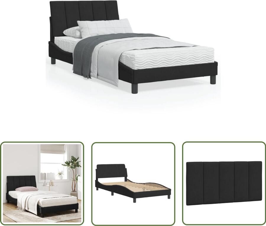 VidaXL Bed met matras Hanko fluweel zwart 100x200 cm Slaapcomfort Bed Kopen Tweepersoon Bed Boxspring King Size Bed
