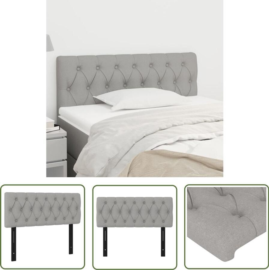 The Living Store Hoofdbord 100x7x78 88 cm stof lichtgrijs Hoofd Bord Beddecoratie Hoofdkussen Leeshoek Comfortabel Bed