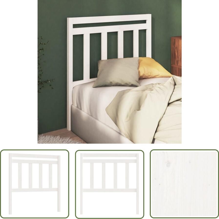 The Living Store Hoofdbord Wit Grenenhout 106 x 4 x 100 cm Klassiek design Hoofd Bord Beddecoratie Hoofdeinde Houten Hoofdbord Klassieke Stijl
