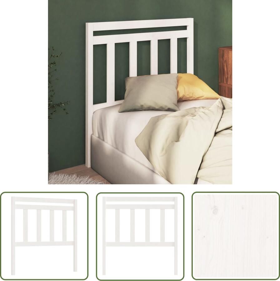 The Living Store Hoofdbord 96x4x100 cm massief grenenhout wit Hoofd Bord Beddecoratie Hoofdeinde Grenenhout Meubels Witte Meubels