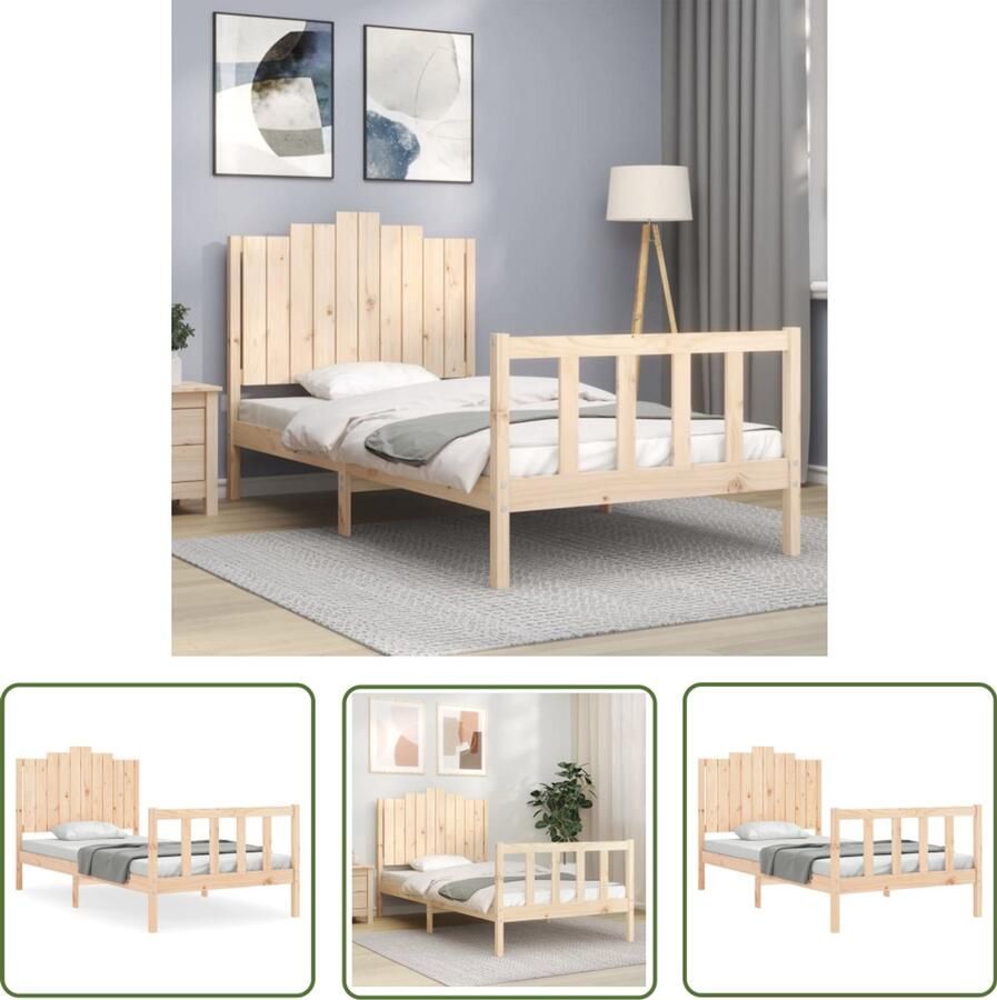 VidaXL Bedframe zonder matras massief grenenhout 100x200 cm Massief Grenenhout Bed Bedframe 100x200 Houten Bed Tweepersoons Bed Vintage Bed