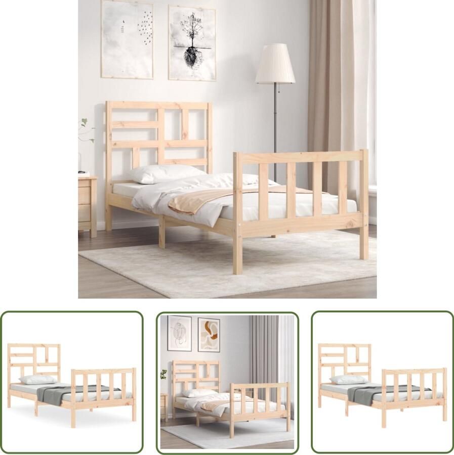 VidaXL Bedframe 100x200 Massief Grenenhout Bedframe zonder matras massief grenenhout 100x200 cm Houten Bedframe Tweepersoons Bedframe Minimalistisch Bedframe