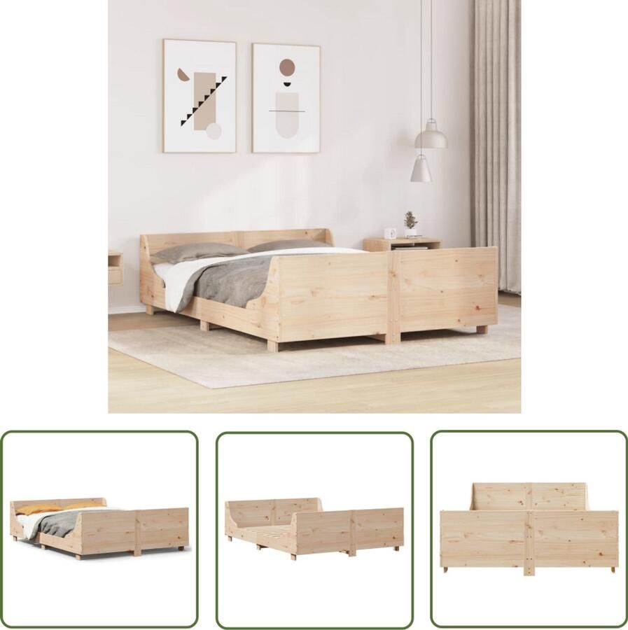VidaXL Bedframe zonder matras massief grenenhout 140x200 cm Massief Grenenhout Bedframe 140x200 Houten Bedframe Naturel Slaapcomfort