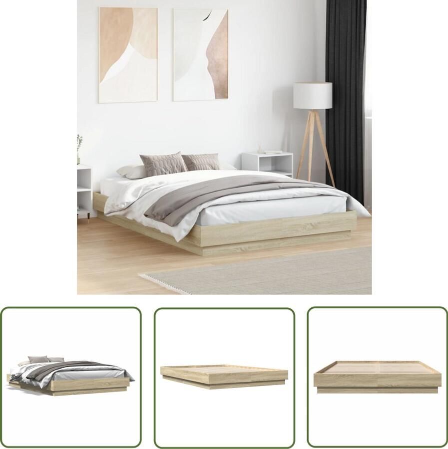 VidaXL Bedframe Slaapcomfort Bedframe bewerkt hout sonoma eikenkleurig 160x200 cm Boxspring Tweepersoonsbed Houten Bed