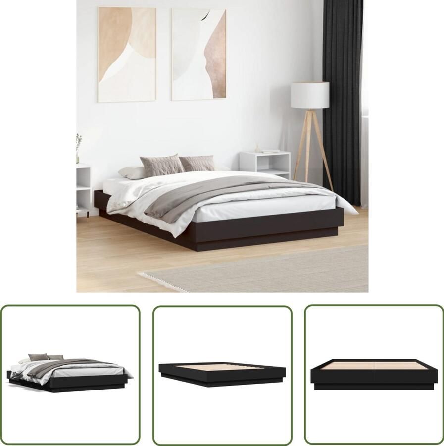 VidaXL Bedframe Slaapcomfort Bedframe bewerkt hout zwart 120x190 cm Houten Bed Design Bed Tweepersoonsbed