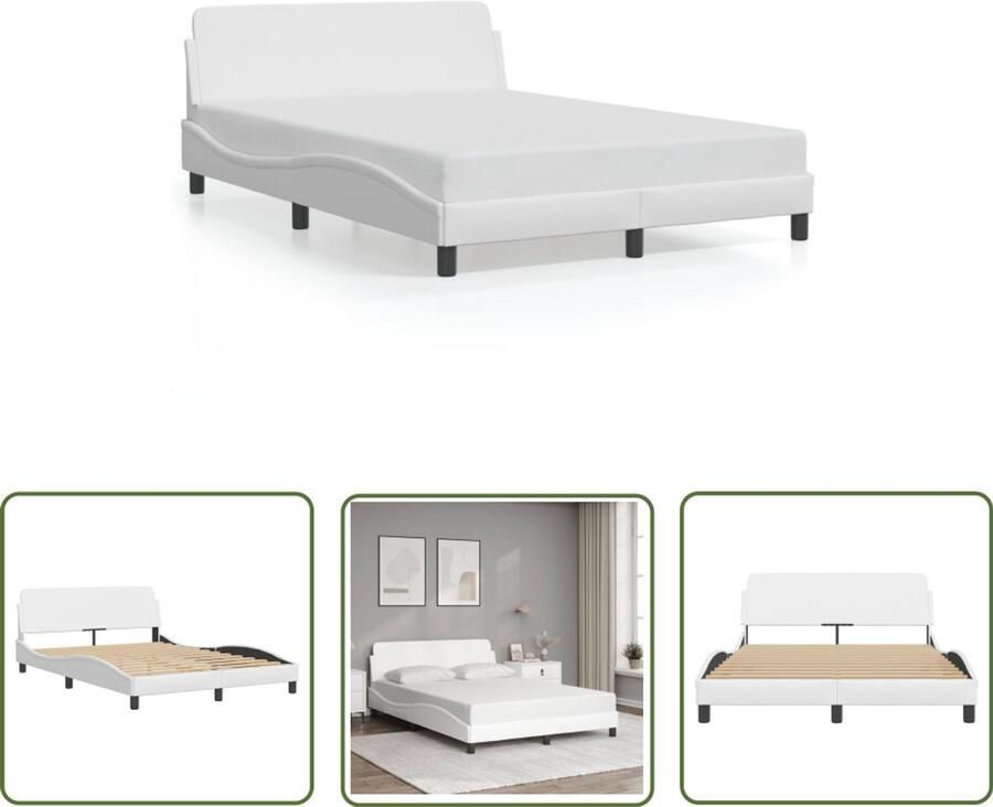 VidaXL Bedframe Slaapcomfort Bedframe Dover kunstleer wit 140x200 cm Boxspring Hoofdbord Kunstleder