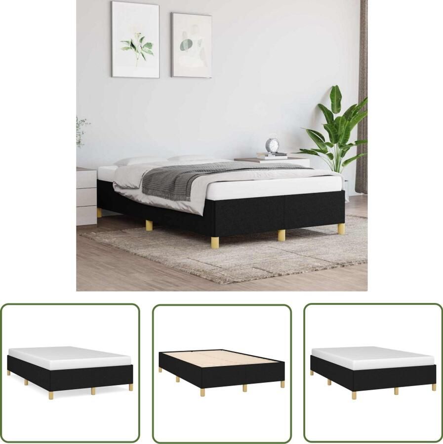 VidaXL Bedframe Slaapcomfort Bedframe zonder matras 120x190 cm stof zwart Boxspring Tweepersoonsbed Modern Bed