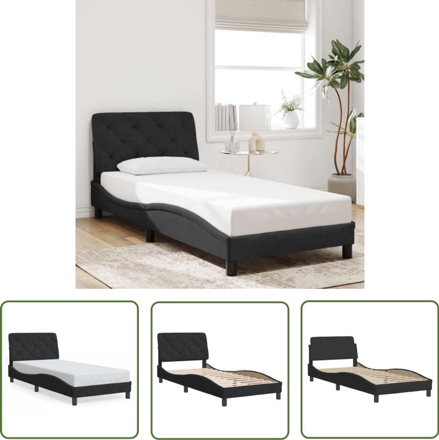 VidaXL Bedframe Slaapcomfort Bedframe zonder matras fluweel zwart 80x200 cm Boxspring Tweepersoonsbed Designbed