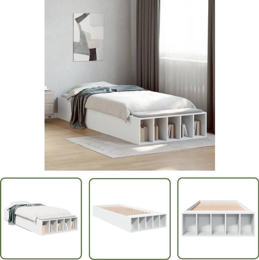 VidaXL Bedframe Slaapkamers Bedframe bewerkt hout wit 90x190 cm Wit Bed Houten Bed Tweepersoonsbed