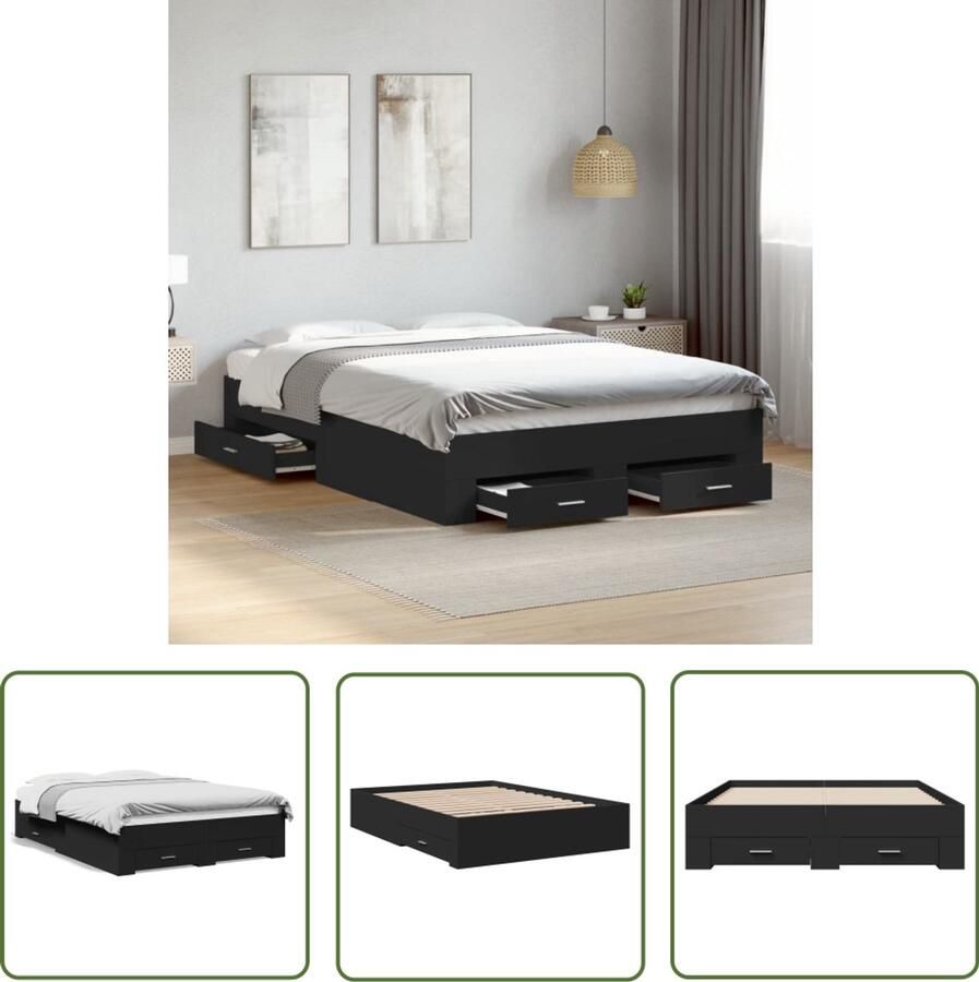 VidaXL Bedframe Slaapkamers Bedframe met lades bewerkt hout bruin eikenkleurig 120x190 cm Houten Bed Boxspring Tweepersoonsbed