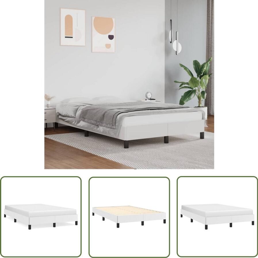 VidaXL Bedframe Slaapkamers Bedframe zonder matras 120x190 cm kunstleer wit Kunstleder Bed Modern Bed Wit Bed