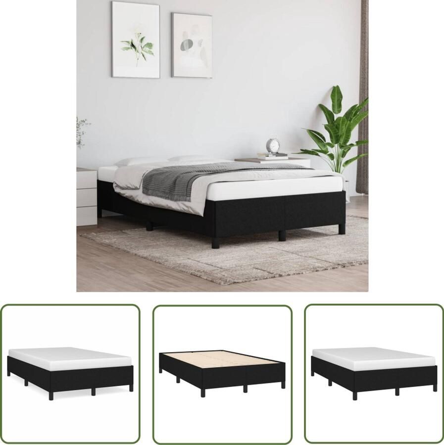 VidaXL Bedframe Slaapkamers Bedframe zonder matras 120x190 cm stof zwart Boxspring Tweepersoonsbed Designmeubilair