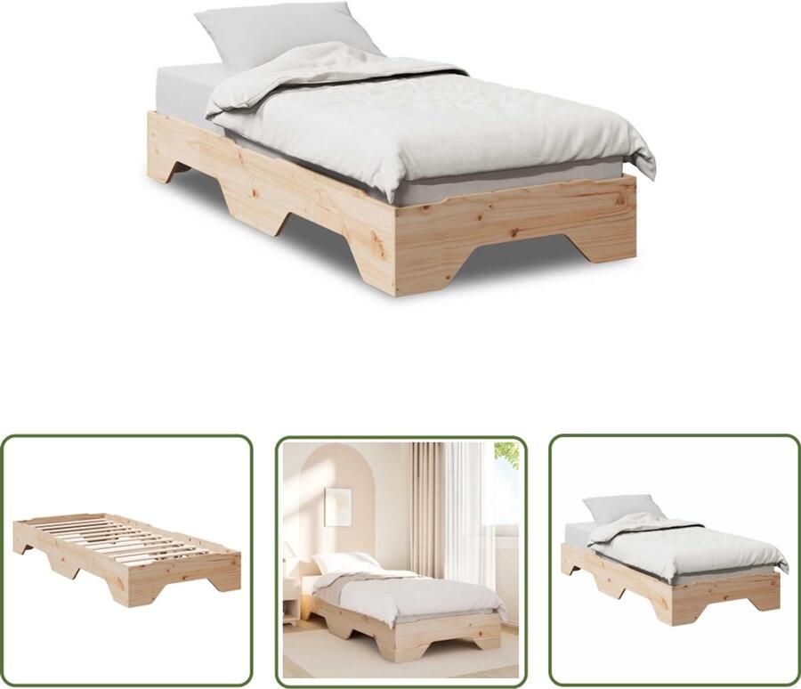 VidaXL Bedframe zonder matras stapelbaar 90x200 cm massief hout Stapele Bed Bedframe Houten Bed Enkel Bed Kinderbed
