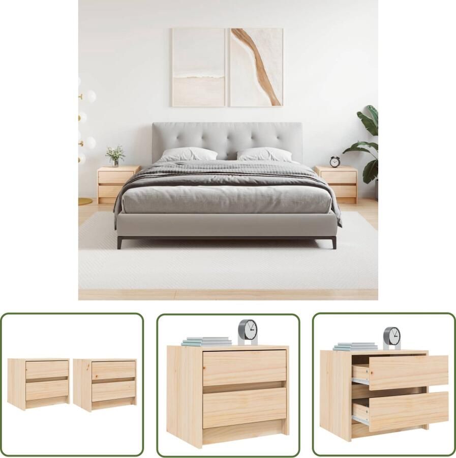 The Living Store Nachtkastjes 2 st 40x31x35 5 cm massief grenenhout Nachtkastjes Bedkasts Kast Bijzettafel Meubilair