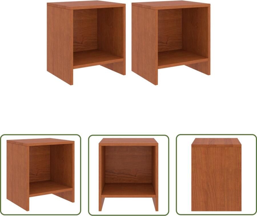 The Living Store Bedtafeltjes Nachtkastjes Massief grenenhout 35 x 30 x 40 cm Honingbruin Nachtkastjes Bedtafel Grenenhout Meubilair Bruine Kamerdecoratie Vintage Nacht Tafels - Foto 4