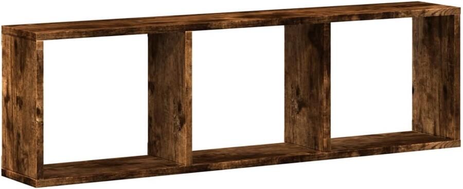 The Living Store Wandkast 100x16x30 cm bewerkt hout gerookt eikenkleurig Wandkast Houten Kast Bergruimte Opbergkast Zwevende Kast